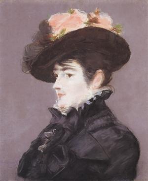 Edouard Manet Portrait de Jeanne Martin au Chapeau orne d'une Rose oil painting image